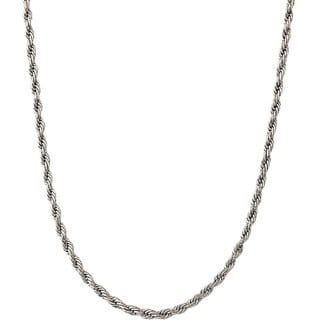 KIMTI 18K Gold Plated Men Chian (Rope Twist Chain, SILVER)