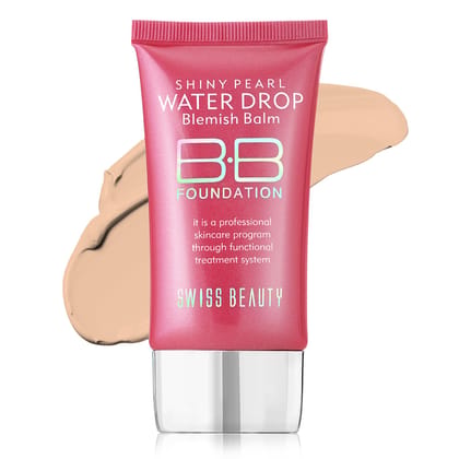 Swiss Beauty Matte Shiny Pearl Water Drop Blemish Long Lasting Balm BB Lightweight, Liquid Foundation, Face Makeup, Shade-03, 40ml Swiss Beauty Matte Shiny Pearl Water Drop Blemish Long Lasting Balm BB Lightweight, Liquid Foundation, Face Makeup, Shade-0