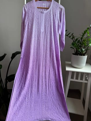 Muslin Chikankari Kurti - Lavander Ombre-Lavander Ombre / Muslin / XSmall
