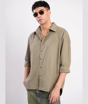 Bene Kleed 100% Cotton Oversized Fit Solids Full Sleeves Men's Casual Shirt - Green ( Pack of 1 )