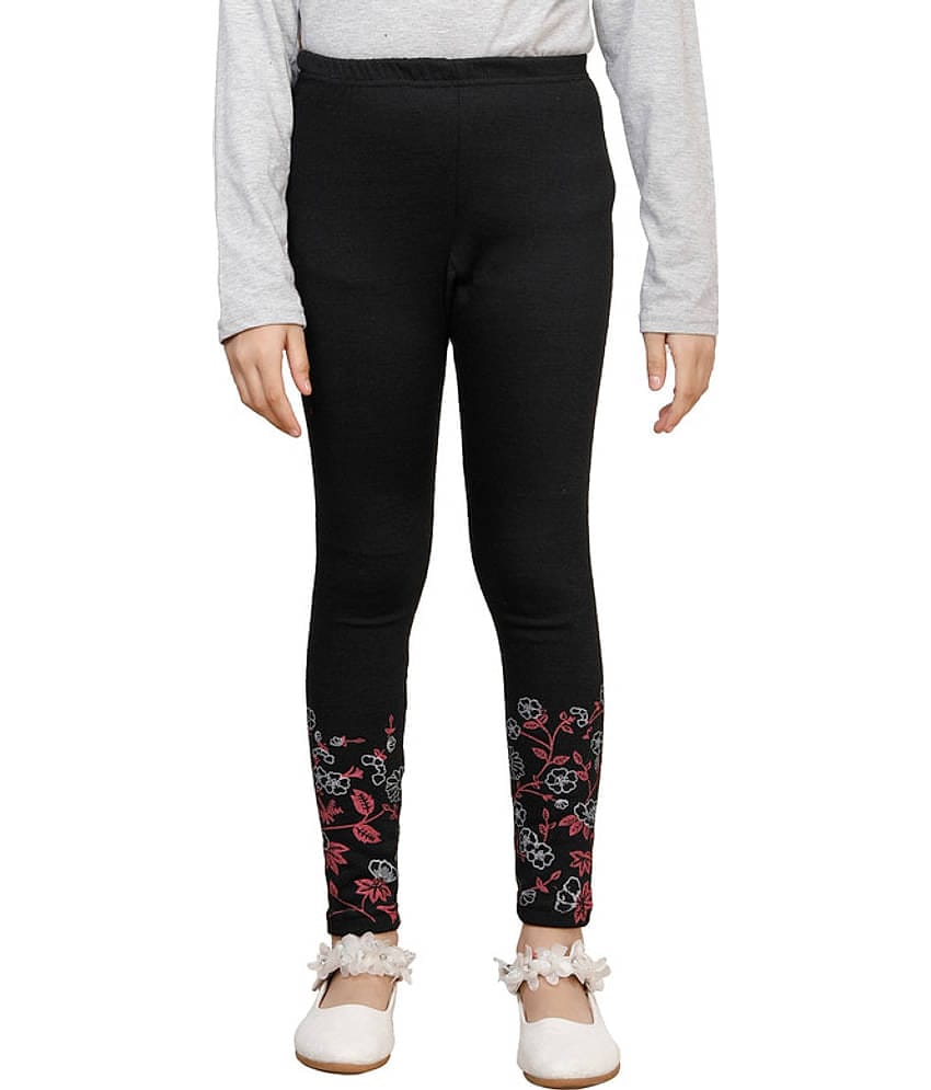 IndiWeaves Pack of 1 Girls Woollen Leggings ( Black )