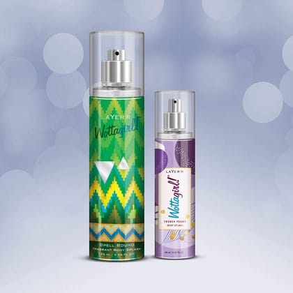 Layer'r Wottagirl Body Splash Spell Bound 135Ml With Wottagirl French Peony 60 Ml, Spray,Women