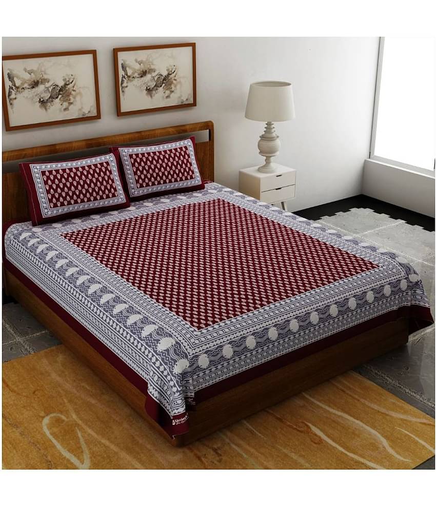Bombay Spreads Cotton King Bedsheet ( Maroon )
