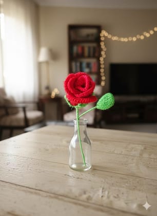 Sakha Crochet Rose Flower Red Green Sakha Crochet Rose Flower Red Green