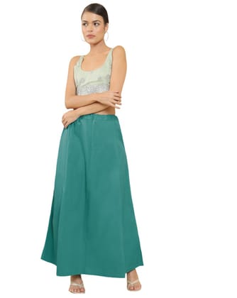 Women's Cotton Solid Free Size Petticoat (Green)