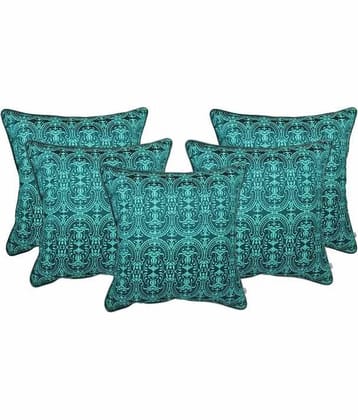 Zubix Blue Polyester Cushion Covers Set Of 5