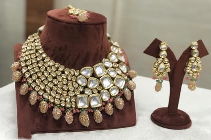 ZEVAR | Kundan Choker Necklace Meenakari Work Back Side