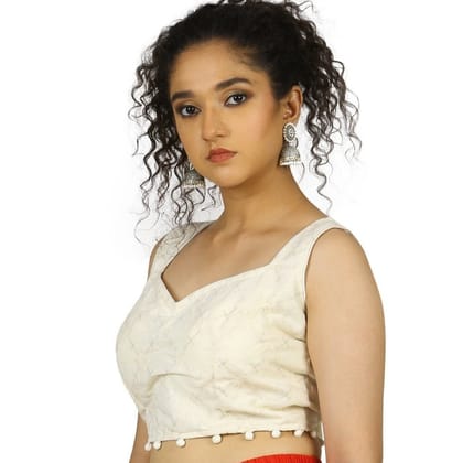TheHangr Dyable White Embroidered Blouse -  32