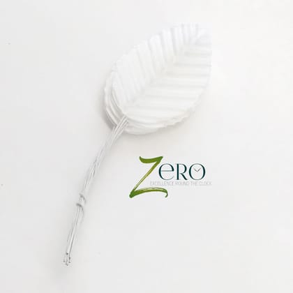 Bunch of 10 Pcs Hand Made Fabric Leaves - White Color