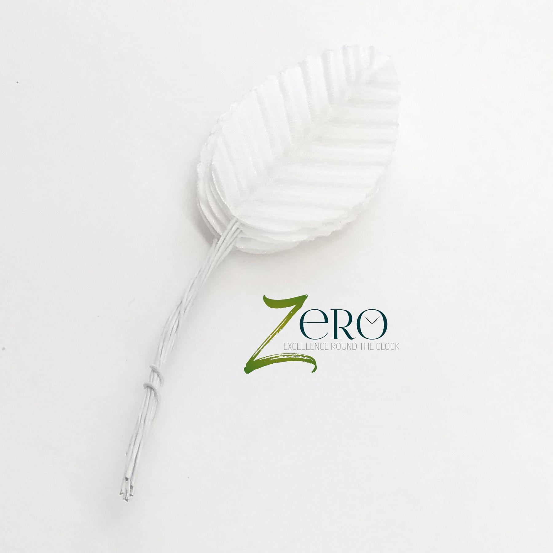 Bunch of 10 Pcs Hand Made Fabric Leaves - White Color