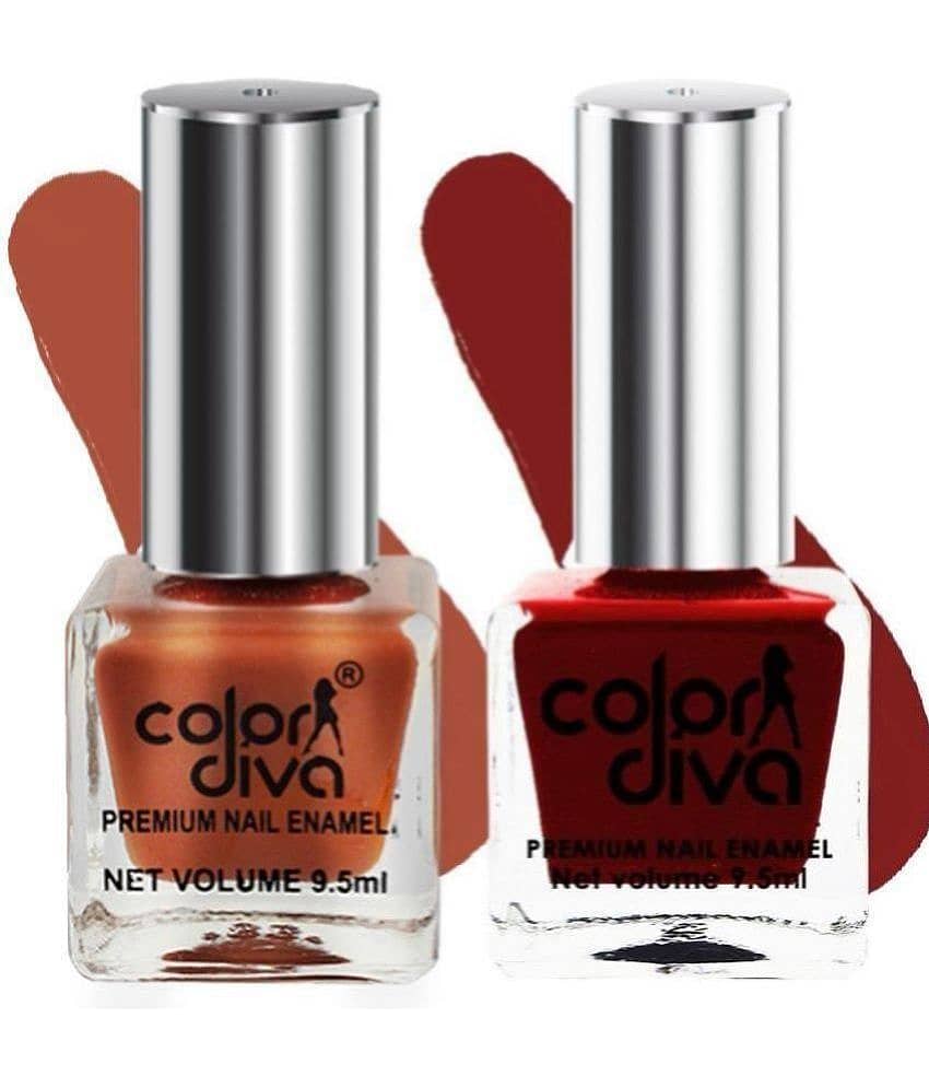 Color Diva - Orange Natural Nail Polish ( Pack of 2 )