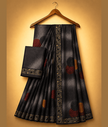 Kanooda Prints Georgette Printed Regular Saree With Unstitched Blouse Piece ( Grey )