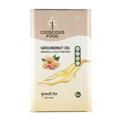 Conscious Food Groundnut Oil Cold - Pressed Organic - 5 Ltr