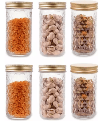 CROCO JAR Glass Gold Multi-Purpose Container ( Set of 6 )