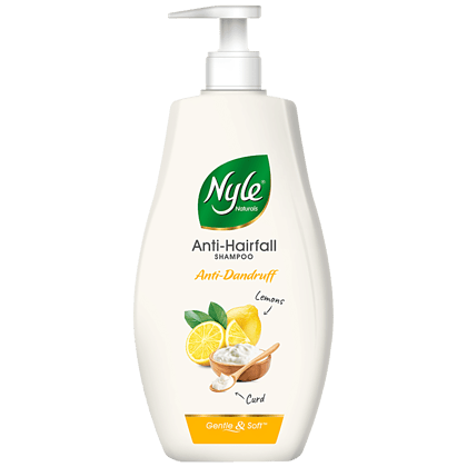 Nyle Anti-Dandruff Anti-Hair Fall Shampoo - With Lemon & Curd, Improves Scalp Health, 800 Ml