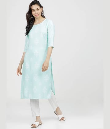 Ketch Polyester Printed Straight Women's Kurti - Blue ( Pack of 1 )