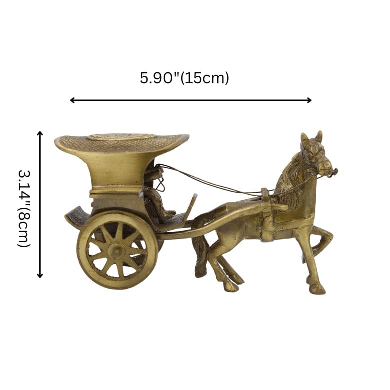 Brass Horse Cart Antique Style Tanga Rath Decorative Statue/Showpiece for Home, Office, Living Room, Study Table, Unique Gift