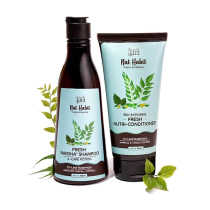 Nat Habit Trileaf Rosemary Shampoo & Conditioner Combo|Herbal Shampoo for Dry Frizzy & Damaged Hair, Hair Fall | Amla Reetha Shikakai| Sulphate Free Nat Habit Trileaf Rosemary Shampoo & Conditioner Combo|Herbal Shampoo for Dry Frizzy & Damaged Hair, Hair