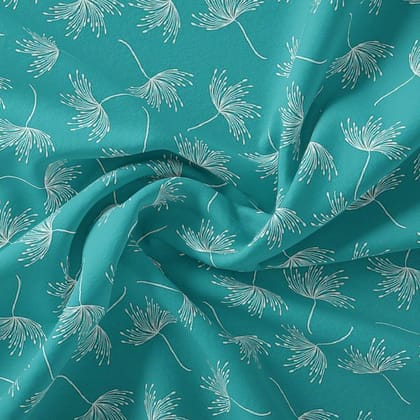 White Floating Flower Digital Printed Fabric - Japan Satin-Polyester / Japan Satin / 110 CM | 43 Inch