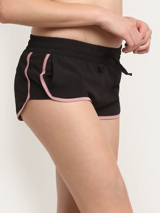 Invincible Women's Feather Weight Stretch Running Short-Black Blush / L