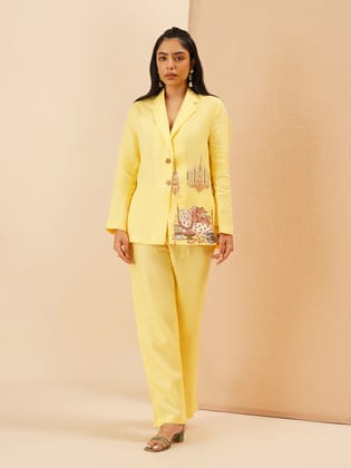 Yellow Pantera Blazer Co-Ord Set-XS / XS