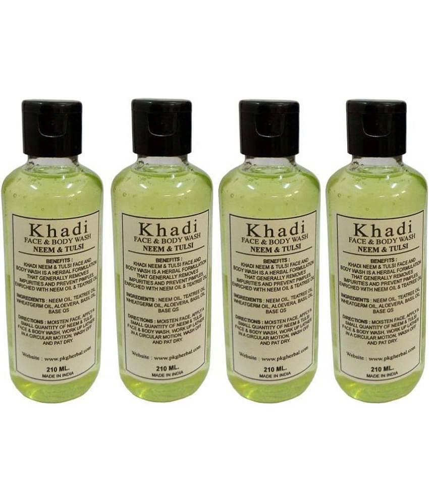 Khadi Herbal Neem & Tulsi Face & Body Wash 210 ml Pack of 4