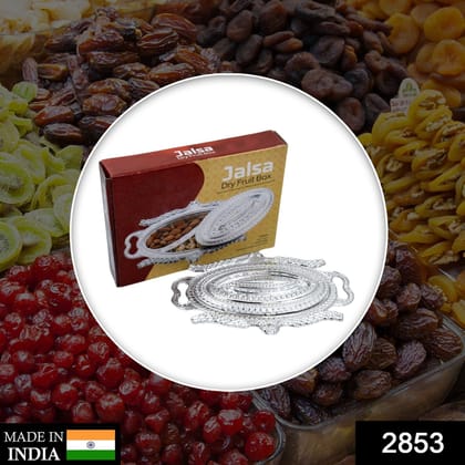 Plastic Peacock Dry Fruit Silver Finish Serving Tray | Assorted Colour
