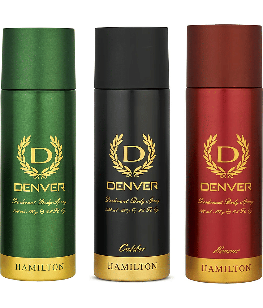 Denver Hamilton, Honour & Caliber (200 ml x 3) Deodorant Spray for Men 600 ml ( Pack of 3 )