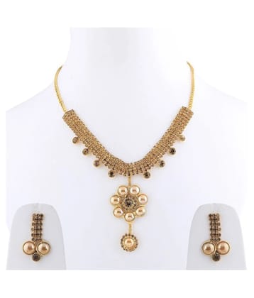 Silver Shine Alloy Golden Contemporary/Fashion Necklaces Set Contemporary - Golden