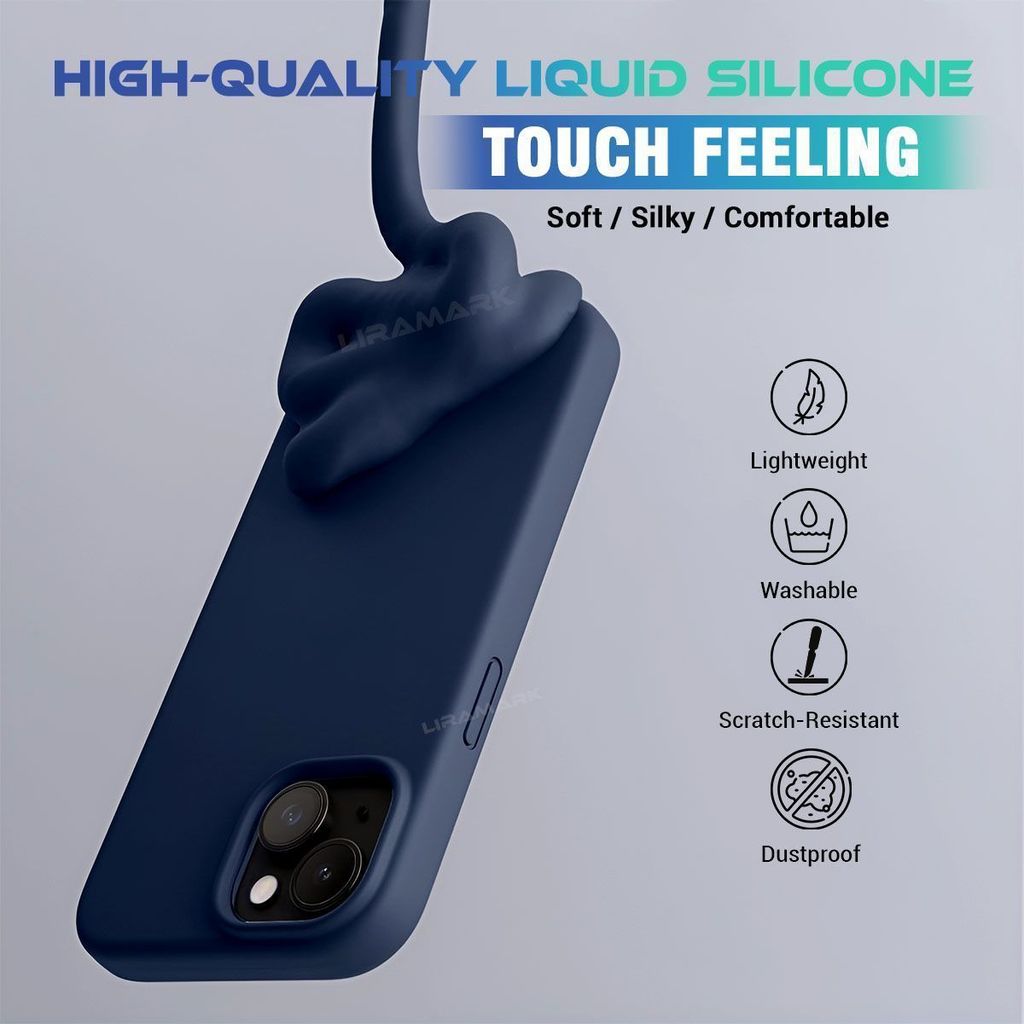 LIRAMARK Liquid Silicone Soft Back Cover Case for iPhone 15 Plus (6.7 inch)