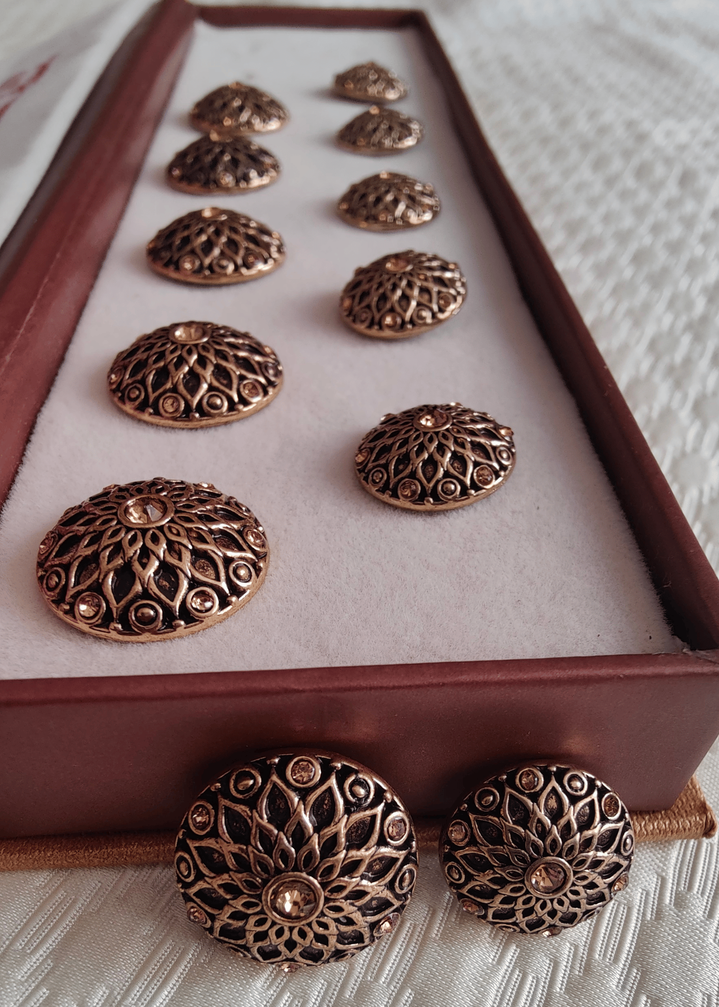 Golden Stud Engraved Designer Sherwani Suit Metal Buttons-Gold