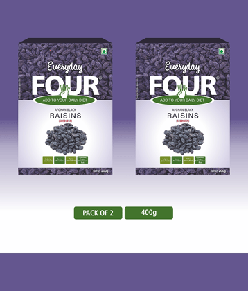 Everyday Four Premium Natural Afghani Seedless Black Raisins (Kali Draksha) 400g | Combo Pack | Munakka |