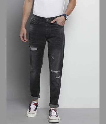 The Indian Garage Co. Slim Fit Distressed Men's Jeans - Black ( Pack of 1 )