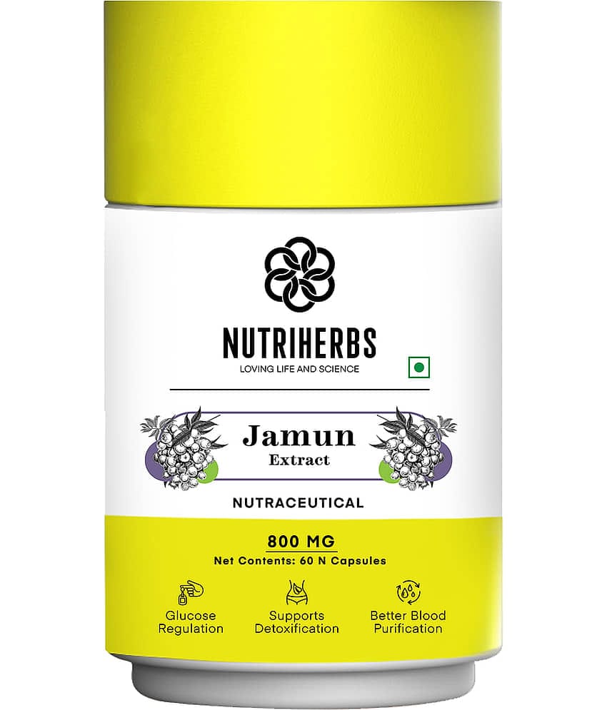 Nutriherbs Jamun Extract 800mg - 60 Capsules | Helps Regulate Sugar Levels| Good For Body Detoxification