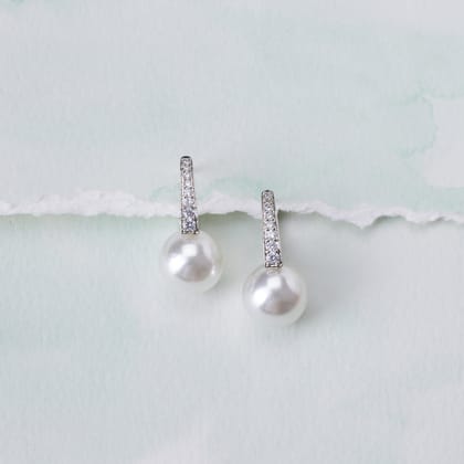 Eternal Beauty Earrings-White / Rhodium