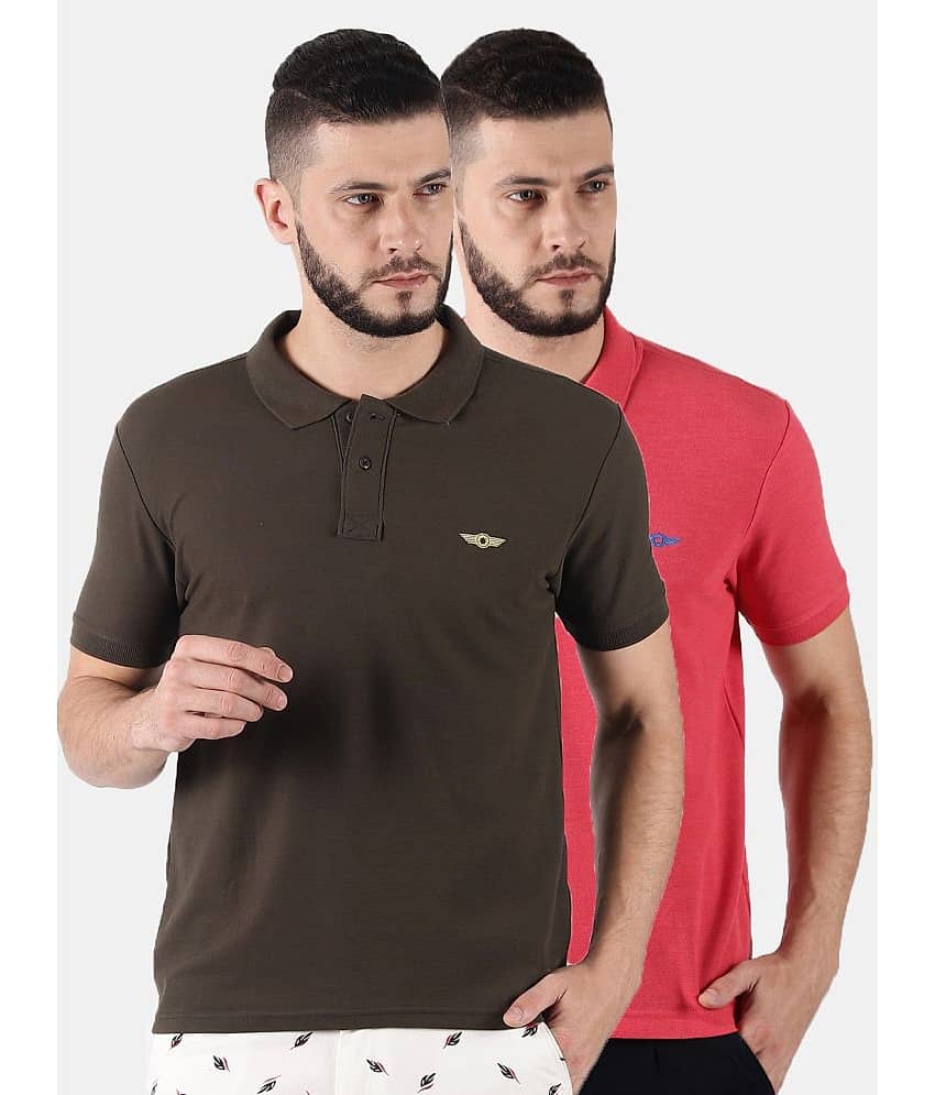 Force NXT Pack of 2 Cotton Regular Fit Solid Half Sleeves Men's Polo T Shirt ( Multicolor )