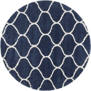 GALLERY HOME Silky Smooth Anti-Skid Shaggy Round Carpet with 2 inch Thickness (5 x 5 Round, Blue C4)