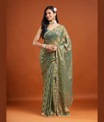 Indy Bliss Silk Blend Checks Saree With Unstitched Blouse Piece ( Wine )