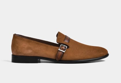 ASHER | MEN TAN SUEDE BUCKLE SLIP-ONS (SALE)-UK 7