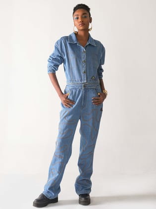THE MAKING DETATCHABLE DENIM JUMPSUIT-XS