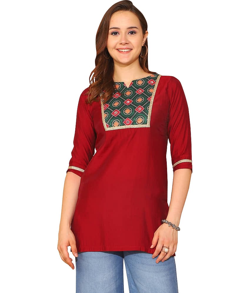 Silk Short Kurti For Women (Pack of 1)