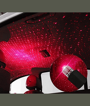Aksmit ( Pack Of -1 ) Usb Decorative Star Night Projector Light For Car Universal Atmosphere Lamp For Party Decoration Home Bedroom Car Interior (Red Light)