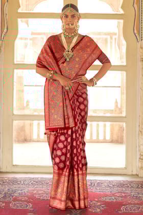 Red Woven Silk Saree