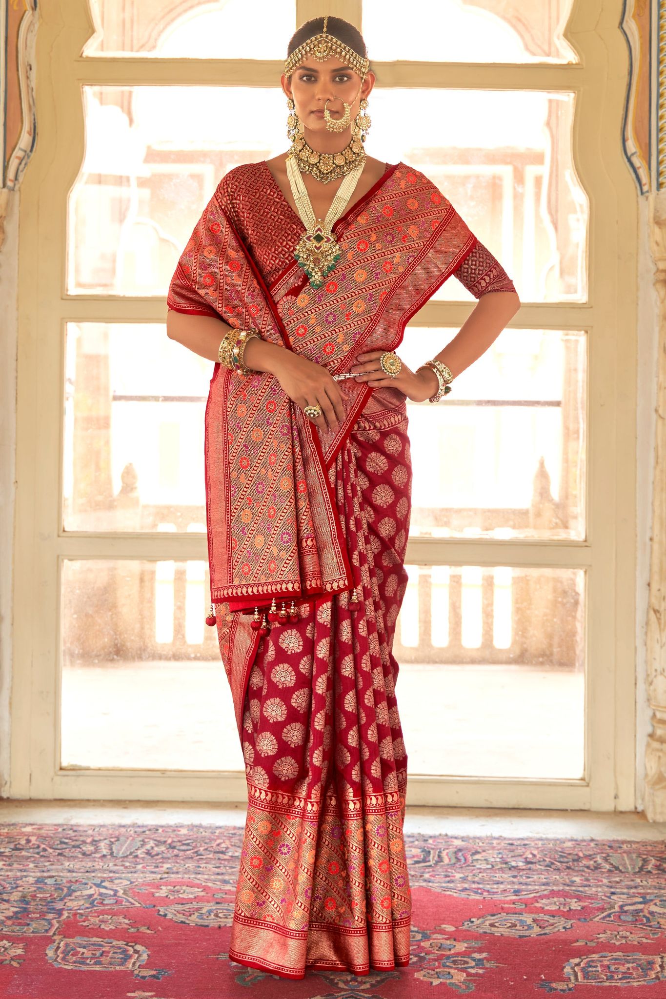 Red Woven Silk Saree