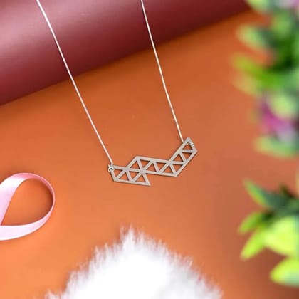 Geometric Statement Sparkle Necklace-Silver