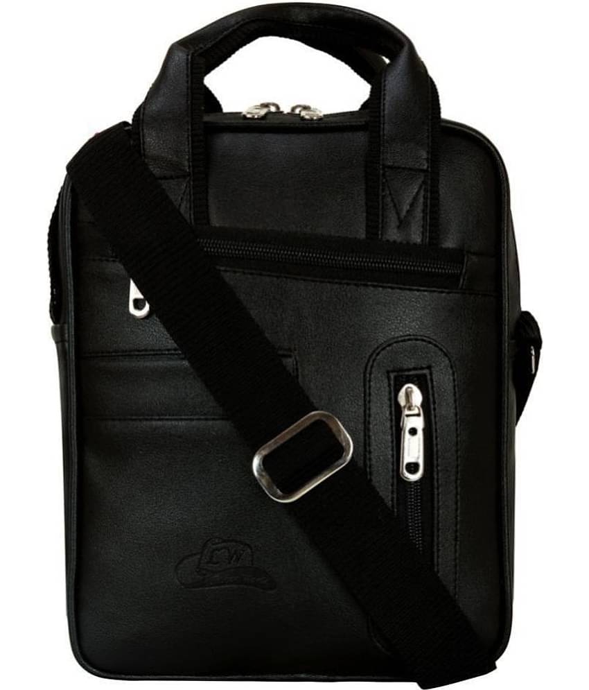 Leather World - Black Solid Messenger Bags