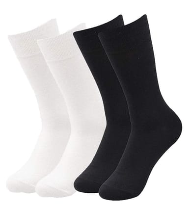 VOICI Mens Formal Cotton Socks White and Black Color pack of 4 free size VOICI Mens Formal Cotton Socks White and Black Color pack of 4 free size