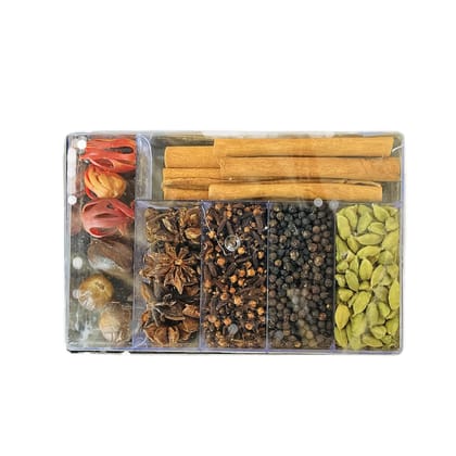 Kerala Spices Acrylic Masala Box For Kitchen Spice Box Container 6 in 1 Masala Dabba Gift Hamper