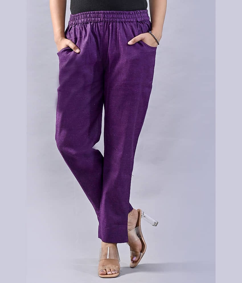 QuaClo - Purple Cotton Regular Women's Casual Pants ( Pack of 1 )