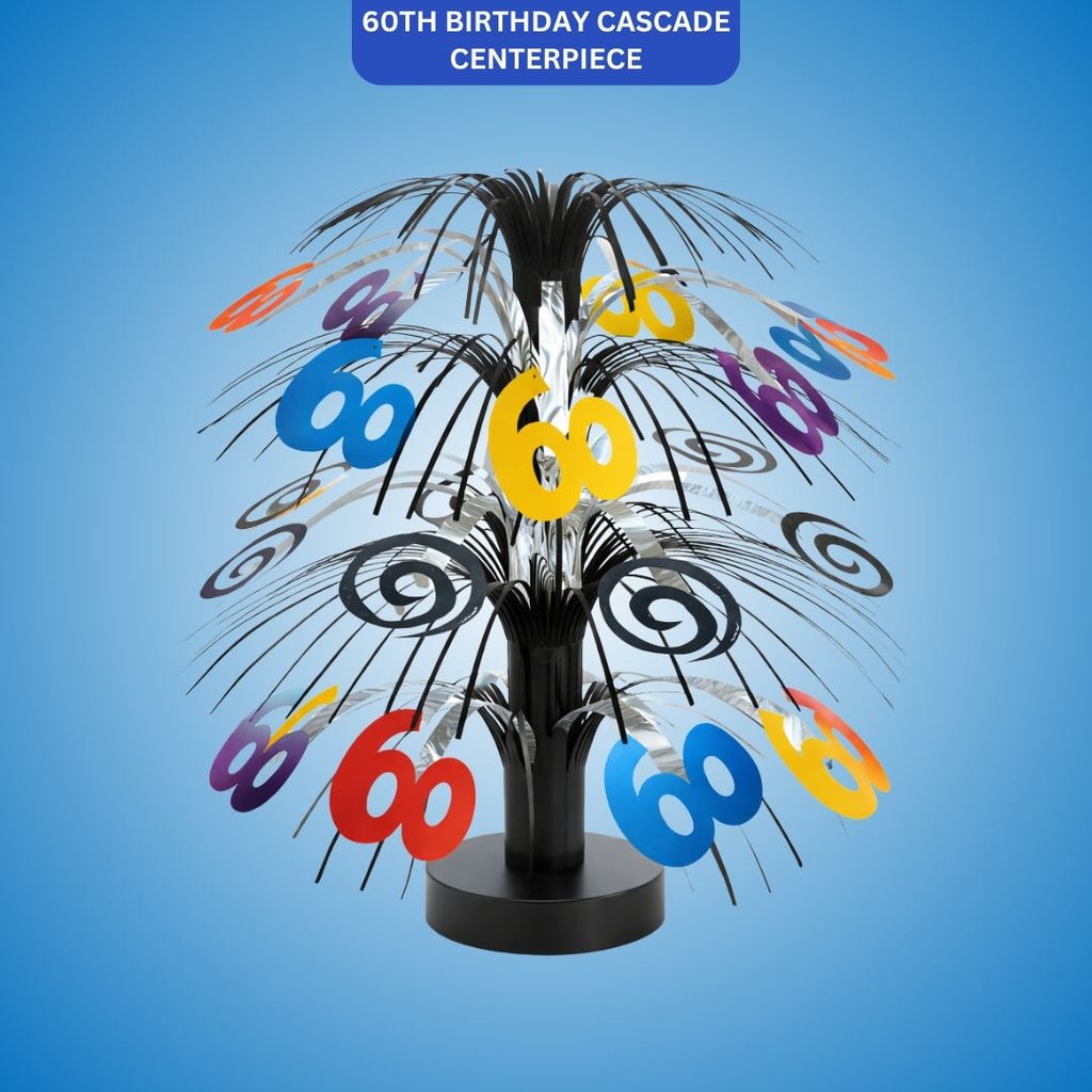 60th Birthday Cascade Centerpiece 14" - Party and Festive Needs | Buy online on ZillyBuy